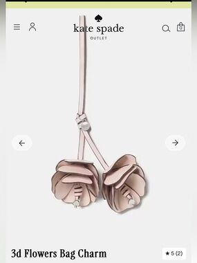New Kate Spade Powdered Sugar Pink 3D Flower Bag Charm